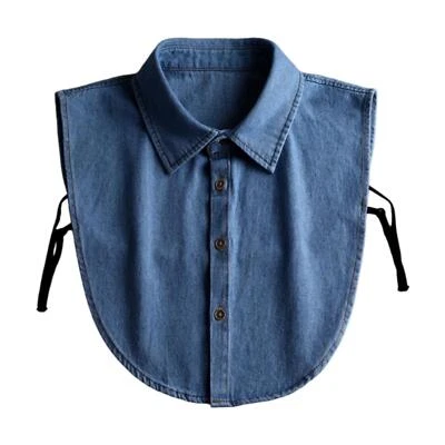 Colletto finto Mezza parte superiore Denim Blu Elegante abito professionale - Immagine 1 di 4