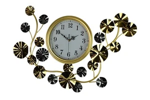 27" Gold and Silver Round Floral Wall Clock - Picture 1 of 4