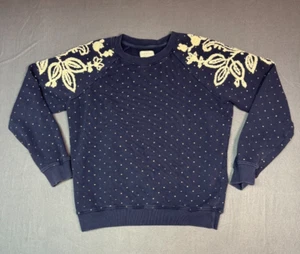 Lucky Brand Los Angeles Gr. M Pullover Blumenstickerei dunkelblau gepunktet - Bild 1 von 10
