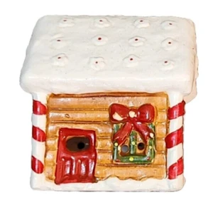 Log Cabin Ornament Ceramic Christmas L&L Dallas Texas Taiwan Vintage Holiday 3" - Picture 1 of 7