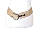 Cato Women's  Faux Leather Stretch Belt Tan Silver Hook Buckle Size Xl  3" X 35"