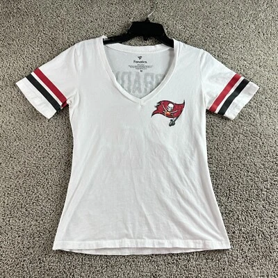 Camisa Tampa Bay Buccaneers para mujer mediana blanca Tom Brady #12 fanáticos cuello en V Foto 1 de 4