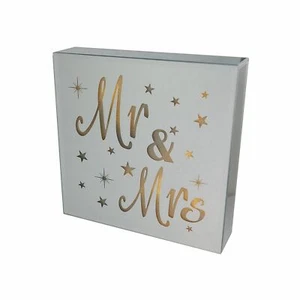 Xpressions Mr & Mrs Light Up Mirrored Glass Block Wall Plaque Decor One Size - Picture 1 of 2