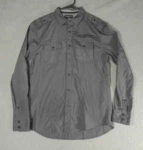 Sovereign Code Shirt Men's Large Charcoal Long Sleeve Plaid Pockets Casual - Picture 1 of 9