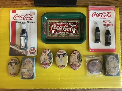 COCA-COLA LOT 10 MISC. MAGNETS/CHANGE TRAY/SEW KIT/MIRRORS/COASTER USA/HK LOT 30 - Image 1 of 4