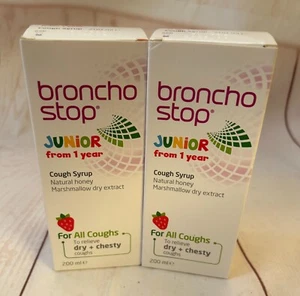 Broncho Stop Junior From 1 Year Cough Syrup relieve dry & chesty cough 2 x 200ml - Picture 1 of 5