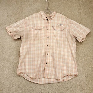 Megellan Sportswear Mens XXL Orange Plaid Short Sleeve Fishing Hiking Shirt  - Picture 1 of 12