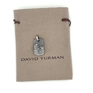 David Yurman Men’s Waves Collection Tag  25mm  In Sterling Silver