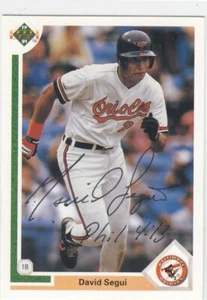 David Segui UD 1991 cubierta superior en persona automático #342 - Baltimore Orioles - Imagen 1 de 1
