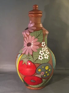 Jean Claude deVendegies Volkskunst Ton handgefertigte bemalte Vase mit Deckel Haiti 11 Zoll - Bild 1 von 13