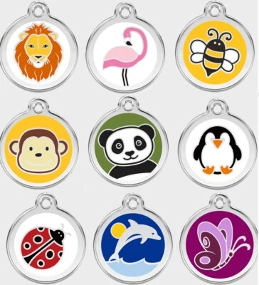 КРАСНЫЕ ВЫГРАВИРОВАННЫЕ ИДЕНТИФИКАЦИОННЫЕ БИРКИ ДЛЯ СОБАК/КОШЕК ДИНГО персонализированное удостоверение милое животное и насекомые - Изображение 1 из 4