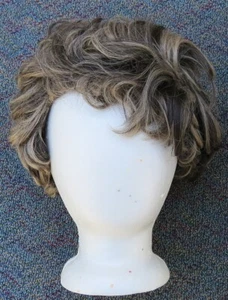 1970's STRATFORD 22" Stratlon ModAcrylic Brown w highlights wig bangs full cap  - Picture 1 of 7