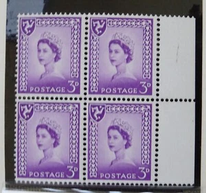Isle of Man Block of 4 x 3d Lilac Stamps Photogravure Pre-Decimal QE2 - Picture 1 of 2