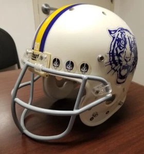 Casco de fútbol americano Schutt blanco juvenil AIR JR pequeño gris máscara facial LSU LOGOTIPO DE TIGRES - Imagen 1 de 11