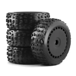 4pcs 17mm Hex TIRES & Wheels for Arrma Typhon 6s BLX / TLR Black #2 - Picture 1 of 1