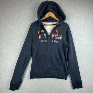 Vtg Abercrombie Fitch Hoodie Mens Medium Blue Muscle Full Zip Distressed Y2K 90s - Picture 1 of 10