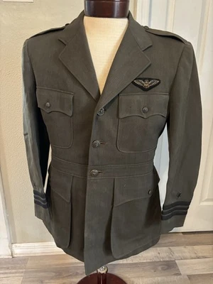 WWII US Navy Pilot Aviation Green Dress Jacket - Bullion Wings - Image 1 of 4