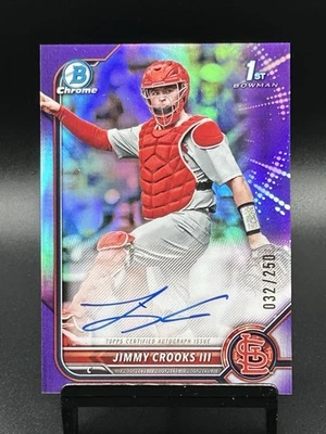 JIMMY CROOKS III 2022 Bowman Draft Purple Chrome Autograph #/250 - Image 1 of 2