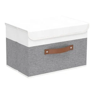 Storage Boxes with Lids, Linen Fabric Bin, Cube Organizer Basket, Washable an... - Picture 1 of 8