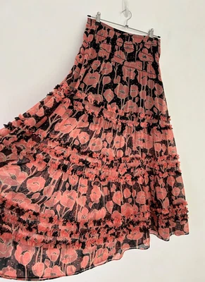 Ted Baker Women's Maxi Skirt Women Floral Chiffon Lined Tiered Long Size 2/UK 10 - Image 1 of 4