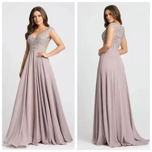 New MAC DUGGAL 20264 SEQUIN EMPIRE WAIST PLEATED GOWN VTL LILAC SZ 14 $598 - Picture 1 of 7