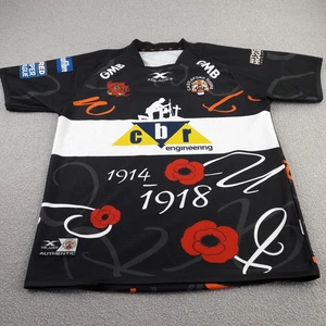 Castleford Tigers Mens Rugby Shirt 2XL XXL Black Jersey Top 2019 Poppy Adult - Picture 1 of 10