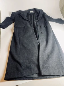 Forecaster of Boston Wool Cashmere Black Long Overcoat Trench Vintage - Size 8 - Picture 1 of 6