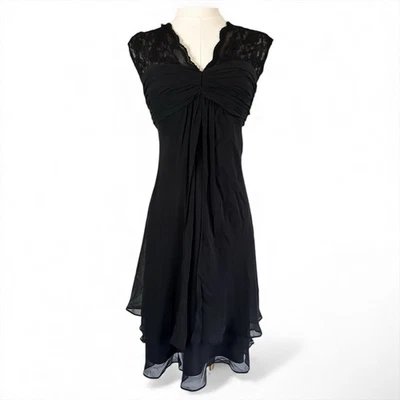 Y2K DONNA RICCO Babydoll Lace Silk Chiffon Dress Whimsigoth Fairy Grunge Size 10 - Image 1 of 4