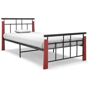 Solid Oak Wood Bed Frame Metal 100x200/90x200 cm Dark Brown/Light Brown vidaXL - Picture 1 of 28