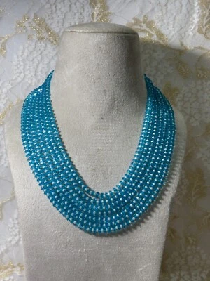 1 collar con cuentas de piedras preciosas de 6 mm de piedra facetada hidro rondelle de cuarzo topacio azul Foto 1 de 4