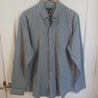 Camisa de vestir manga larga Van Heusen talla L (16-16,5) azul, verde blanco a cuadros Foto 1 de 4