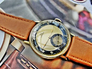 Beautiful bicolor dial 14-carat gold Omega watch from the 1940s. - Picture 1 of 10