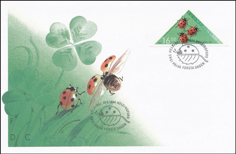Ladybird Triangle Insect Ladybug Stamp 16mk Finland Mint FDC 1994 - Image 1 of 1