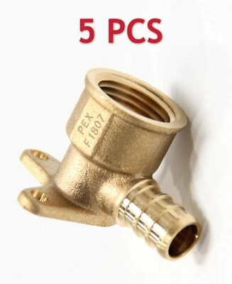 EFIELD 5 PCS 1/2" PEX x 1/2" Female NPT Drop-Ear Elbow Crimp Brass Fitting