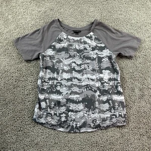 Banana Republic Shirt Womens Medium Gray Sheer Camo Short Sleeve Ladies - Picture 1 of 10