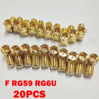 20X 90 Degree Right-Angle Gold Plated F RG59 RG6U Coaxial Coax Connector Adapter - Image 1 of 4