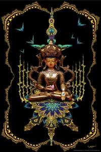 Buddha On Peacock Throne Fractal Spirit Cool Wall Decor Art Print Poster 24x36