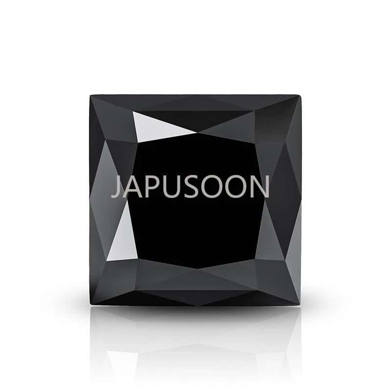 1~ 3 ct VVS1 Black Color Princess Excellent Cut Moissanite Loose Gemstones & GRA - Image 1 of 4