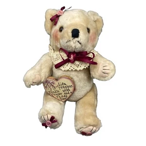 11" Jointed Plush "Life is Precious Handle with Prayer & A Teddy Bear" Country - Picture 1 of 9
