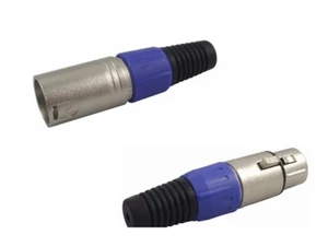 2er-Pack, XLR Stecker und Buchse 3 Pin Audio Stecker schwarz blau Metall - Bild 1 von 6