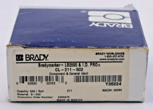 Brady CL-211-502 Labels Qty. 500 32062 White *BOX DAMAGE* B-502 Free Shipping - Picture 1 of 4