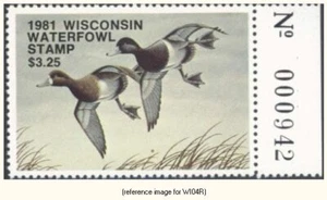 Estampilla de pato D2K Wisconsin 1981 $3,25 con pestaña derecha - Imagen 1 de 1