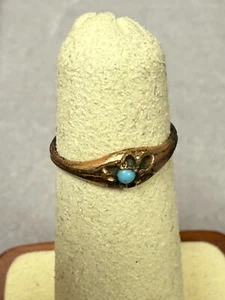 Vintage Victorian Turquoise Gemstone Floral Gold-Tone Fashion Ring Size 3 4637 - Picture 1 of 5