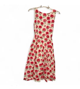 Cath Kidston White & Pink Floral Sleeveless Fit & Flare Cotton Dress Size US 6 - Picture 1 of 7