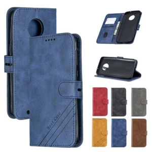 For Motorola Moto G7 Play/Power/Plus/G6/Z4 Retro Leather Wallet Stand Case Cover - Picture 1 of 15