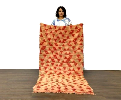 Solid Moroccan Premium Unique Runner,Vintage Soft Wool Rug,Check Area ,3x8 ft - Image 1 of 4