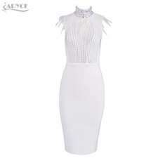 white feather bodycon dress