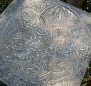 Candy Bowl Glass American Brilliant 3 Footed Clear Crystal Cut Vintage 9 1/2" - Picture 1 of 7