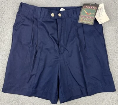 Pantalones Cortos Jantzen Vintage 32 Plisados Azul Marino Algodón Poliéster Clásicos Retro Nuevos con Etiquetas Foto 1 de 4