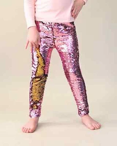 Whitney Elizabeth Pink & Gold Flip Reversible Sequin Leggings Girls Size 8-9 Yrs - Picture 1 of 3